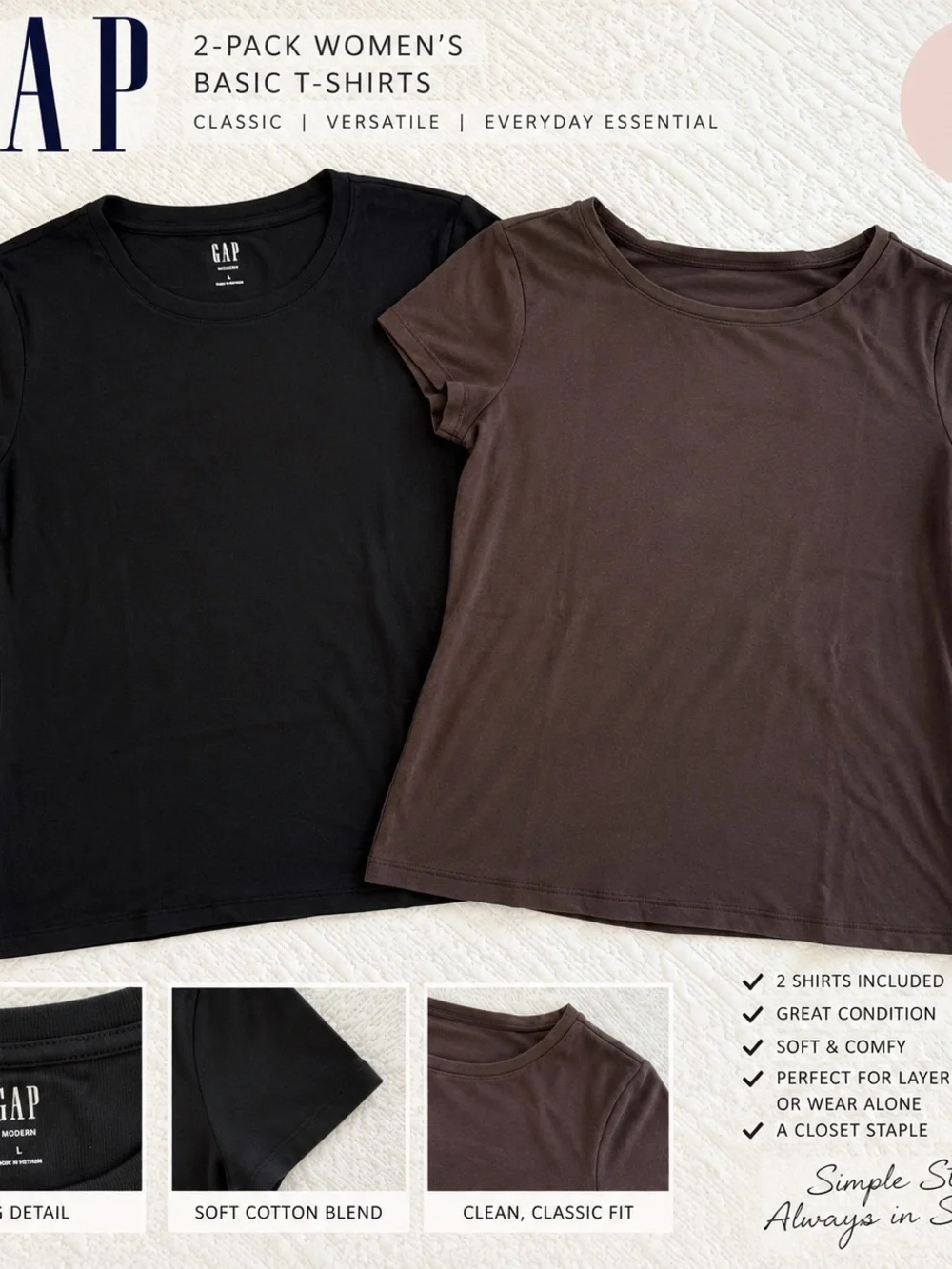 GAP Short-Sleeve Tees large one is closeknit The other is modern. NWT